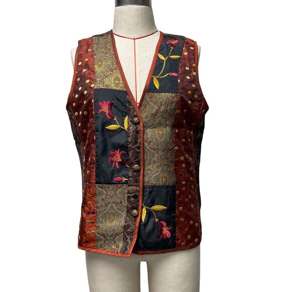 Coldwater Creek Jackets & Blazers - Vintage Coldwater Creek Womens Size S Quilted Embroidered Button Up Vest